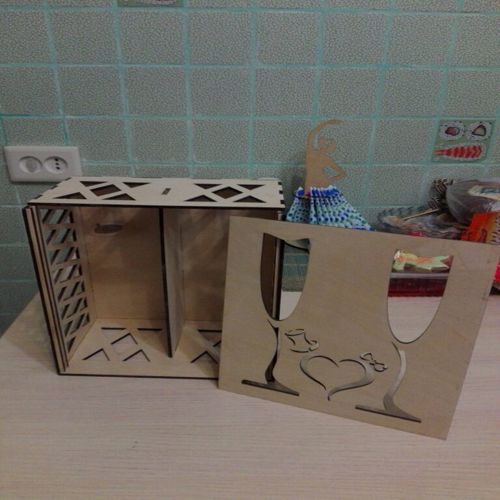 طرح جعبه کادو برای دو لیوان برای عروسی لیزر - gift box for two glasses for a wedding for laser cut - برای دستگاه CNC چوب و لیزر (سی ان سی)