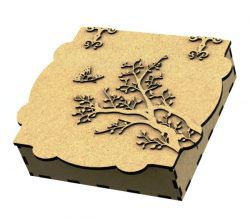 طرح جعبه کادو به شکل درخت زردآلو برای برش لیزر cnc - gift box shaped apricot tree for laser cut cnc ve - برای دستگاه CNC چوب و لیزر (سی ان سی)