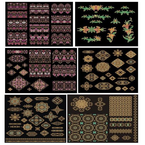 طرح گل طلایی ماندالا عناصر تزئینی تزئین - golden flower mandala decorative elements ornament ve - برای دستگاه CNC چوب و لیزر (سی ان سی)