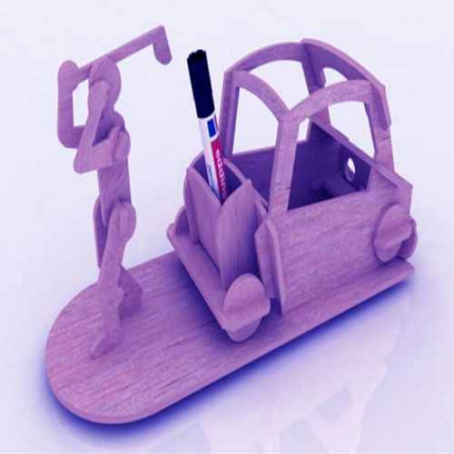 طرح جا قلمی با طرح گلف لیزری - golf themed pen holder laser cut ve - برای دستگاه CNC چوب و لیزر (سی ان سی)