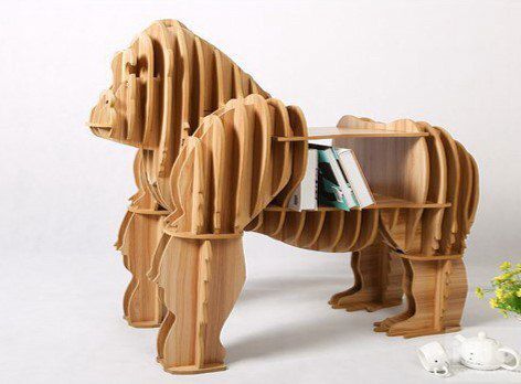 طرح قفسه کتاب گوریل شکل - gorilla shaped bookshelf - برای دستگاه CNC چوب و لیزر (سی ان سی)