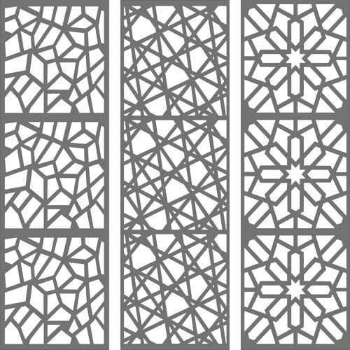 طرح مجموعه پنل‌های درز گریل برای برش لیزری روکش - grill seamless panel set for laser cut ve - برای دستگاه CNC چوب و لیزر (سی ان سی)