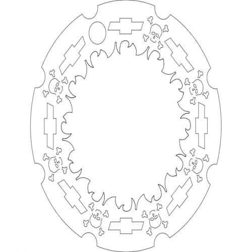 طرح وکتور ساعت دیواری با تم اسکلت برای برش - h1 rim stiffener skull flames chevy - برای دستگاه CNC چوب و لیزر (سی ان سی)