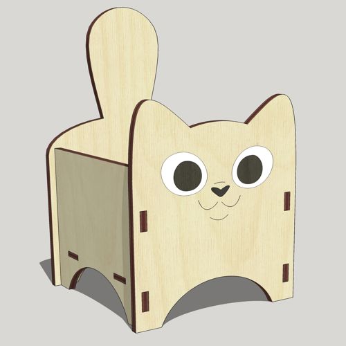 طرح جعبه لوازم جانبی مو گربه میلی متری برای برش لیزری - hair accessory box cat 3mm for laser cut ve - برای دستگاه CNC چوب و لیزر (سی ان سی)