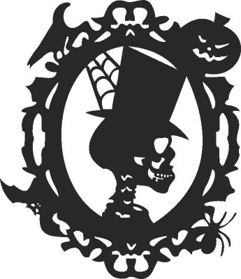 طرح هالووین جمجمه آینه - halloween skull mirror - برای دستگاه CNC چوب و لیزر (سی ان سی)