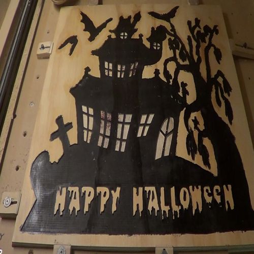 طرح هالووین خانه شبح - halloween spooky house - برای دستگاه CNC چوب و لیزر (سی ان سی)