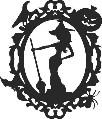 طرح هالووین جادوگر آینه - halloween witch mirror - برای دستگاه CNC چوب و لیزر (سی ان سی)