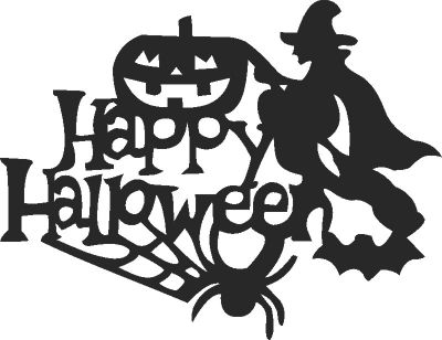 طرح هالووین مبارک شبح - happy halloween silhouette - برای دستگاه CNC چوب و لیزر (سی ان سی)