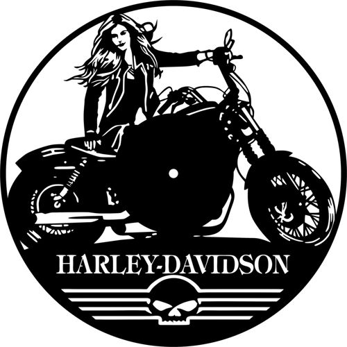 طرح ساعت دیواری هارلی دیویدسون - harley davidson wall clock - برای دستگاه CNC چوب و لیزر (سی ان سی)