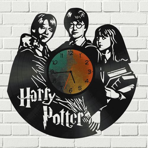 طرح هری پاتر صفحه وینیل ساعت دیواری برش لیزری - harry potter vinyl record wall clock laser cut ve - برای دستگاه CNC چوب و لیزر (سی ان سی)
