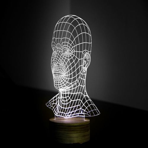 طرح سر سه بعدی LED شب چراغ - head 3d led night light ve - برای دستگاه CNC چوب و لیزر (سی ان سی)