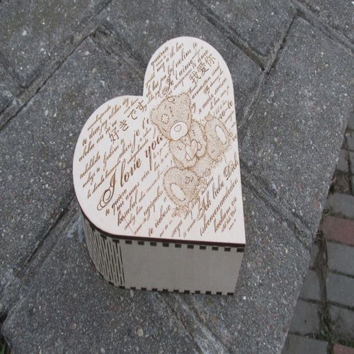 طرح جعبه قلبی با یک خرس برش لیزری - heart box with a bear laser cut ve - برای دستگاه CNC چوب و لیزر (سی ان سی)