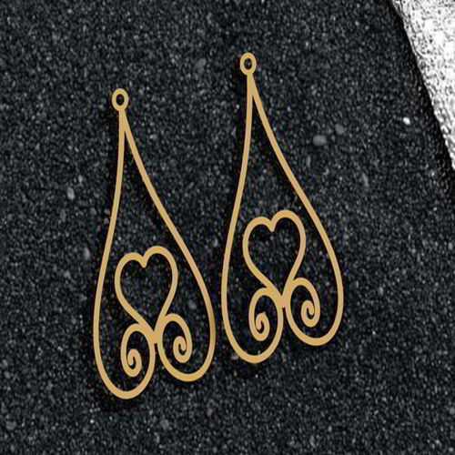 طرح نمونه قالب گوشواره قلبی برش لیزری - heart earring template sample laser cut ve - برای دستگاه CNC چوب و لیزر (سی ان سی)