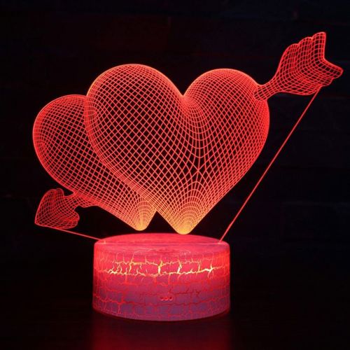 طرح قلب با فلش 3D اکریلیک چراغ LED برش لیزری - heart with arrow 3d acrylic led light lamp laser cut ve - برای دستگاه CNC چوب و لیزر (سی ان سی)