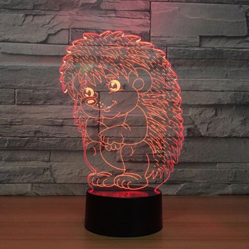 طرح جوجه تیغی شکل سه بعدی توهم لامپ - hedgehog shaped 3d illusion lamp ve - برای دستگاه CNC چوب و لیزر (سی ان سی)