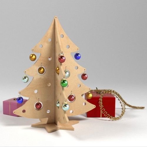 طرح درخت کریسمس چوبی طرح جناغی برش لیزری - herringbone wooden christmas tree laser cut ve - برای دستگاه CNC چوب و لیزر (سی ان سی)