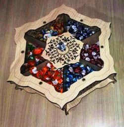 طرح سینی شش ضلعی جعبه شکلاتی برای برش لیزر cnc - hexagon tray of candy box for laser cut cnc ve - برای دستگاه CNC چوب و لیزر (سی ان سی)