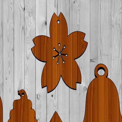 طرح گل هیبیسکوس چوب تزئینات کریسمس برش لیزری - hibiscus flower wood christmas ornament laser cut ve - برای دستگاه CNC چوب و لیزر (سی ان سی)