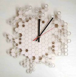 طرح ساعت دیواری لانه زنبوری برای برش لیزری cnc - honeycomb wall clock for laser cut cnc ve - برای دستگاه CNC چوب و لیزر (سی ان سی)