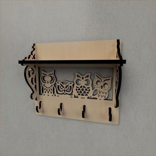 طرح قفسه ورودی قفسه قلاب - hook rack entryway shelf ve - برای دستگاه CNC چوب و لیزر (سی ان سی)