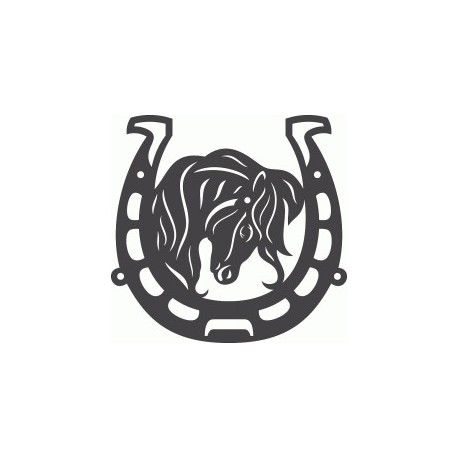 طرح سر اسب با نعل اسب - horse head with horseshoe - برای دستگاه CNC چوب و لیزر (سی ان سی)