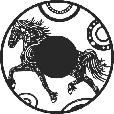 طرح ساعت دیواری اسب - horse wall clock - برای دستگاه CNC چوب و لیزر (سی ان سی)