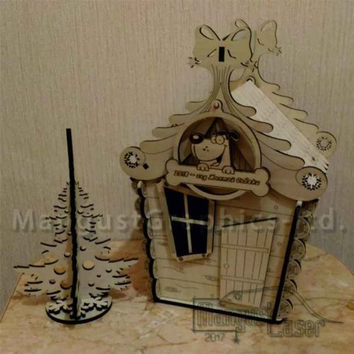 طرح خانه از جعبه شکلات برای برش لیزری - house of candy box for laser cutting ve - برای دستگاه CNC چوب و لیزر (سی ان سی)