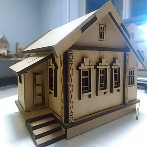 طرح خانه روستایی مقیاس HDF mm برای برش لیزر - house rural scale 143 hdf 3mm for laser cutting ve - برای دستگاه CNC چوب و لیزر (سی ان سی)