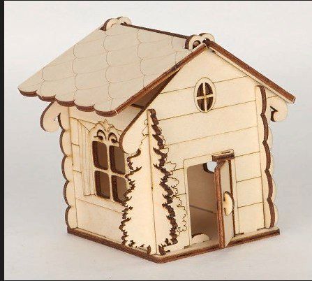 طرح جعبه به شکل خانه با درخت برای برش لیزری - house shaped box with tree for laser cut - برای دستگاه CNC چوب و لیزر (سی ان سی)