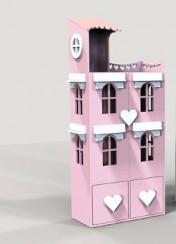 طرح طراحی کمد لباس به شکل خانه برای برش لیزر cnc - house shaped wardrobe design for laser cut cnc - برای دستگاه CNC چوب و لیزر (سی ان سی)