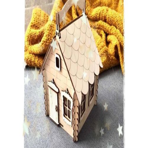 طرح خانه با دسته جعبه شکلات سبد برای برش لیزری - house with handle candy box basket for laser cut ve - برای دستگاه CNC چوب و لیزر (سی ان سی)
