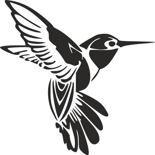 طرح خالکوبی پرنده مگس خوار - humming bird tattoo - برای دستگاه CNC چوب و لیزر (سی ان سی)
