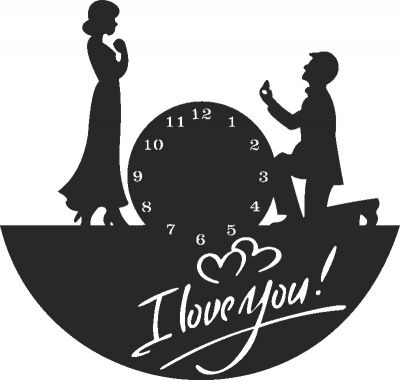طرح ساعت دوستت دارم ساعت - i love you clock - برای دستگاه CNC چوب و لیزر (سی ان سی)
