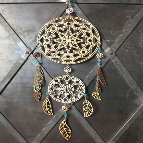 طرح هندی آمولت دریم کچر برای برش لیزری - indian amulet dreamcatcher layout for laser cutting ve - برای دستگاه CNC چوب و لیزر (سی ان سی)