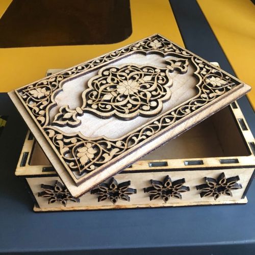 طرح جعبه جواهرات چوبی پیچیده برای زنانه میلی متر برش لیزری - intricate wooden jewellery box for women 4mm laser cut ve - برای دستگاه CNC چوب و لیزر (سی ان سی)