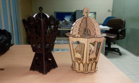 طرح فانوس چوبی رمضان اسلامی برای برش لیزری - islamic wooden ramadan lantern for laser cut - برای دستگاه CNC چوب و لیزر (سی ان سی)
