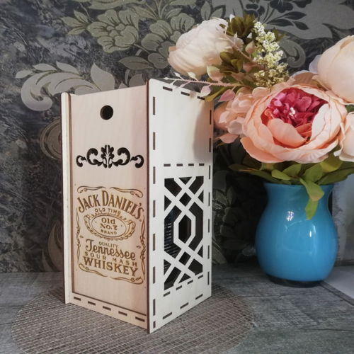 طرح جعبه هدیه نوشابه جک دنیل میلی‌متری - jack daniel 3mm wine gift box ve - برای دستگاه CNC چوب و لیزر (سی ان سی)