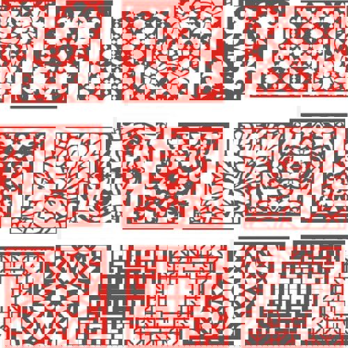 طرح الگوی دکوراسیون طراحی جالی درز مجموعه - jali design decoration pattern seamless set ve - برای دستگاه CNC چوب و لیزر (سی ان سی)