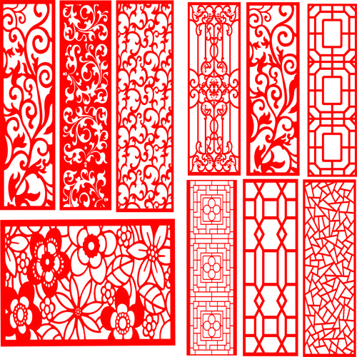 طرح طراحی پنل صفحه الهام گرفته از جالی به صورت - jali inspired screen panel design set ve - برای دستگاه CNC چوب و لیزر (سی ان سی)