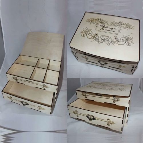 طرح جعبه محفظه برش لیزری جواهرات با الگو کشو - jewelry organizer laser cut compartment box with drawer template ve - برای دستگاه CNC چوب و لیزر (سی ان سی)