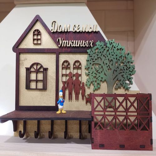 طرح آویز کلید خانه‌دار با درخت برای برش لیزری - key hanger housekeeper with tree for laser cut ve - برای دستگاه CNC چوب و لیزر (سی ان سی)