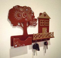 طرح جاکلیدی به شکل خانه و درخت برای برش لیزری cnc نیاز به پرداخت هزینه - key hanger shaped house and tree for laser cut cnc - برای دستگاه CNC چوب و لیزر (سی ان سی)