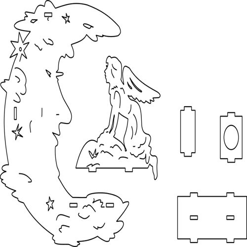 طرح وکتور چراغ خواب ماه و فرشته دکوری برای برش - lampara luna template - برای دستگاه CNC چوب و لیزر (سی ان سی)