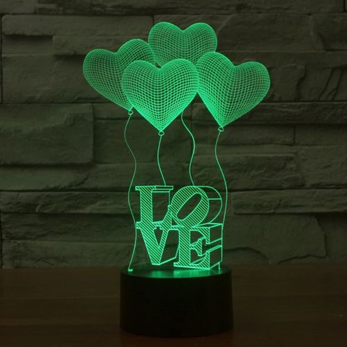طرح چراغ رومیزی سه بعدی برش لیزری بادکنک‌های عاشقانه اکریلیک نور شب نور - laser cut 3d desk lamp love balloons acrylic night light ve - برای دستگاه CNC چوب و لیزر (سی ان سی)