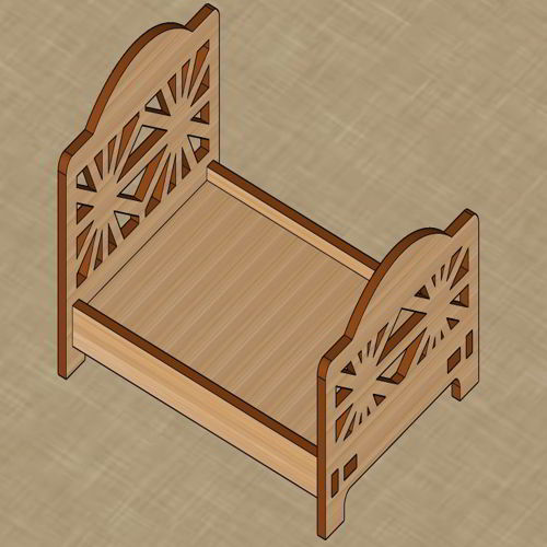طرح برش لیزری سه بعدی خانه عروسکی تختخواب چوبی مینیاتوری مبلمان - laser cut 3d dollhouse bed wooden miniature furniture ve - برای دستگاه CNC چوب و لیزر (سی ان سی)