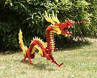 طرح پازل سه بعدی برش لیزری اژدهای قرمز قالب - laser cut 3d puzzle red dragon template - برای دستگاه CNC چوب و لیزر (سی ان سی)