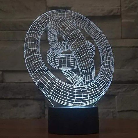 طرح حلقه نور شب حلقه برش لیزری لامپ - laser cut 3d ring night light illusion lamp ve - برای دستگاه CNC چوب و لیزر (سی ان سی)
