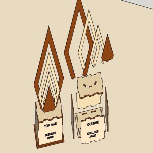 طرح برش لیزری سه بعدی جایزه برجسته تقدیر - laser cut 3d trophy award distinguished appreciation - برای دستگاه CNC چوب و لیزر (سی ان سی)