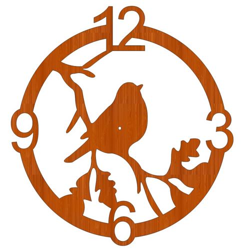 طرح ساعت دیواری چوبی سه بعدی طرح پرنده با برش لیزری () - laser cut 3d wooden bird shaped gift wall clock ve - برای دستگاه CNC چوب و لیزر (سی ان سی)
