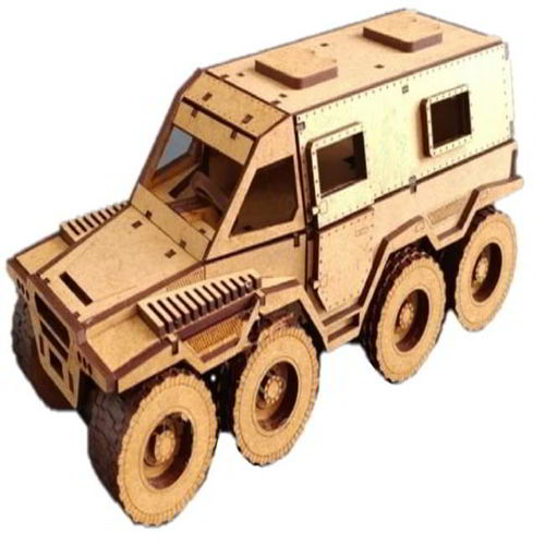طرح پازل چوبی سه بعدی برش لیزری ماشین زرهی اسباب بازی ماشین - laser cut 3d wooden puzzle armored car toy ve - برای دستگاه CNC چوب و لیزر (سی ان سی)